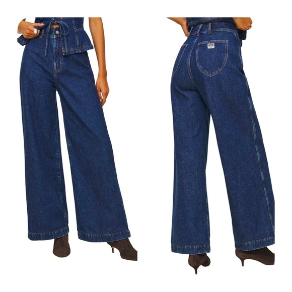Reformation Austin Ultra High Rise Wide Leg Jeans Kacey Musgraves Elwood Size 23 - Picture 2 of 11